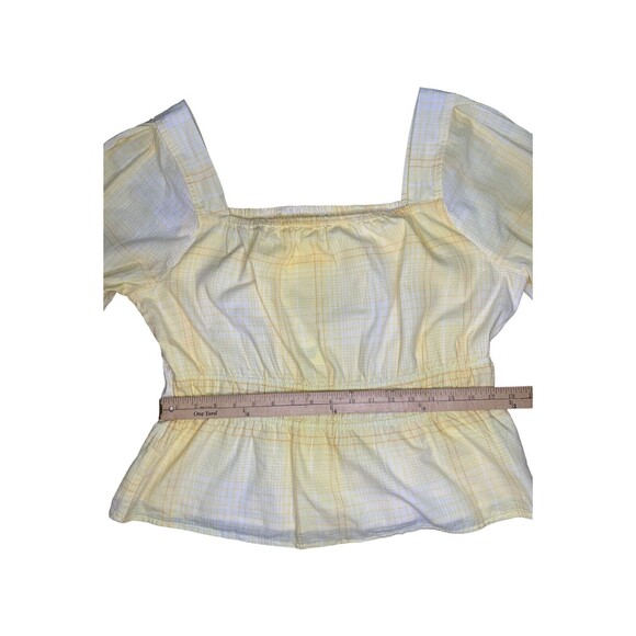 Free Assembly 3/4 Sleeve Square Neck Top Peplum Hem Cadmium Yellow Plaid Size XL - Picture 13 of 14